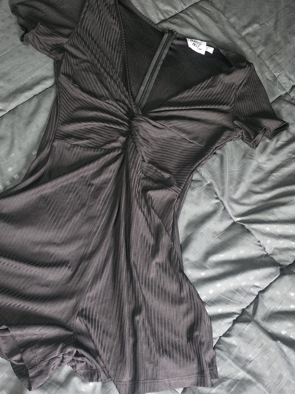 Princess Polly Black Ribbed Twist-Front Romper